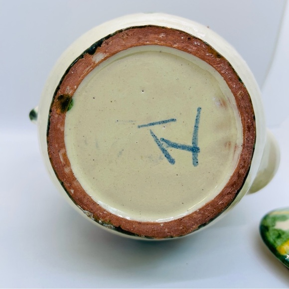 70’s VTG Mexican Pottery Pitcher Hand Painted Fish Artist Signed Folk Tropical - Picture 7 of 13
